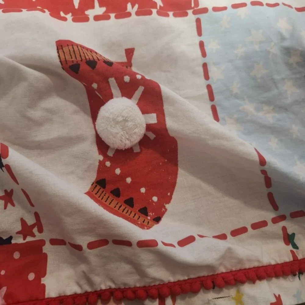 Next‎ Christmas Queen Quilt Bedspread Gingerbread Snowman Gnomes Holiday pompom